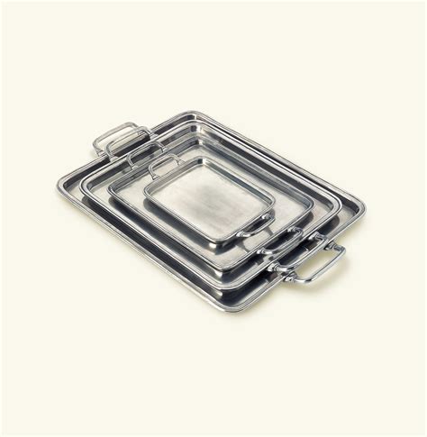 Match Pewter Rectangular Tray With Handles