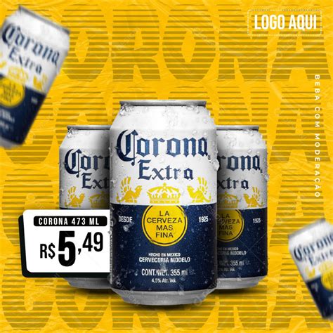 Post Feed Distribuidora Cerveja Corona Lata Social Media PSD Editável