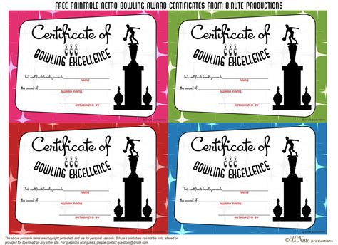 Bnute Productions Free Printable Bowling Award Certificates