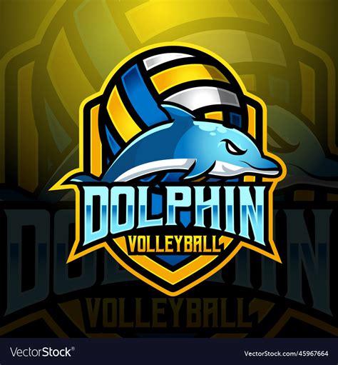 Dolphin mascot volleyball team logo design Vector Image