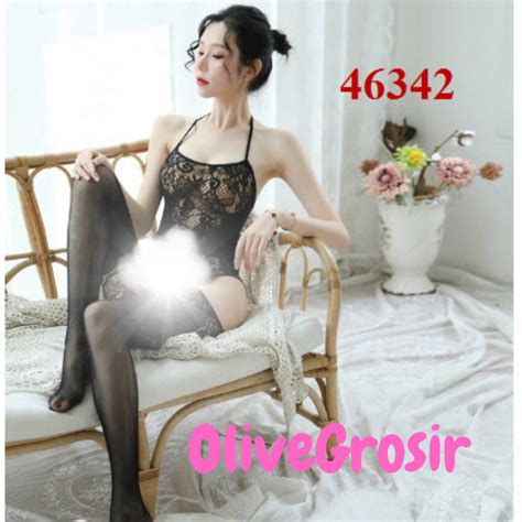 Jual Cod Lingerie Sexy Bodystocking Open Crotch Stoking Wanita