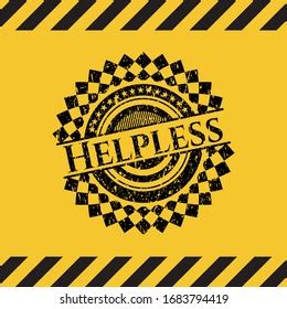 Helpless Black Grunge Emblem Yellow Background Stock Vector Royalty