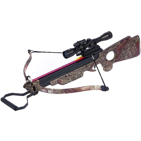 150 Lb Black Wood Camo Hunting Crossbow Bow 12 Arrows Bolts 180