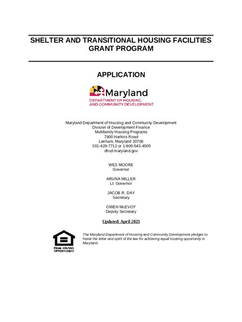 Standard Application Submission Procedures Dhcd Maryland Doc Template