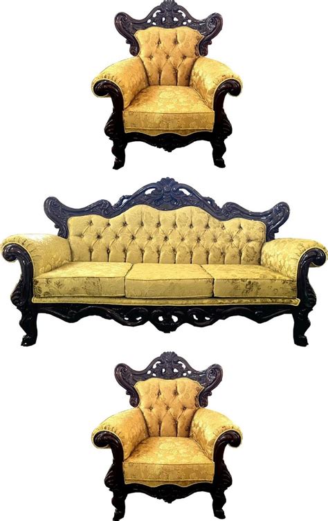 Casa Padrino Luxus Barock Wohnzimmer Set Gold Mit Muster Dunkelbraun