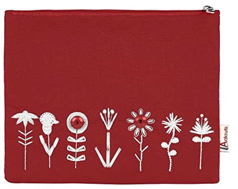 Aakrutii Embroidery Cotton Zipper Pouch For Women Mini Packet