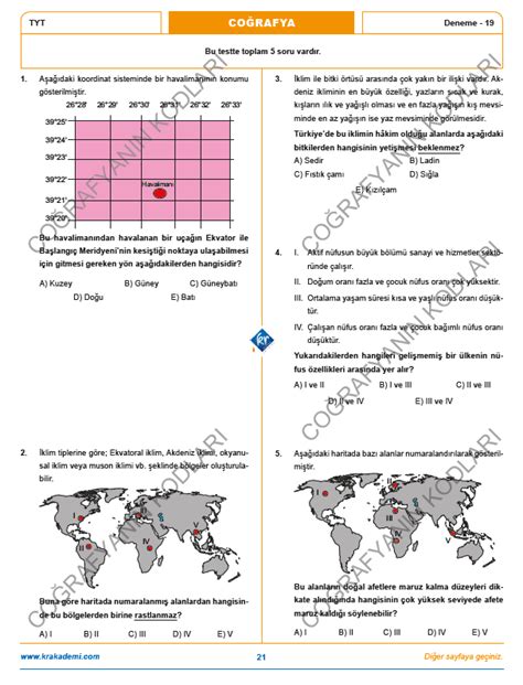 Co Rafyan N Kodlar Tyt Co Rafya Deneme Soru Z M Pdf