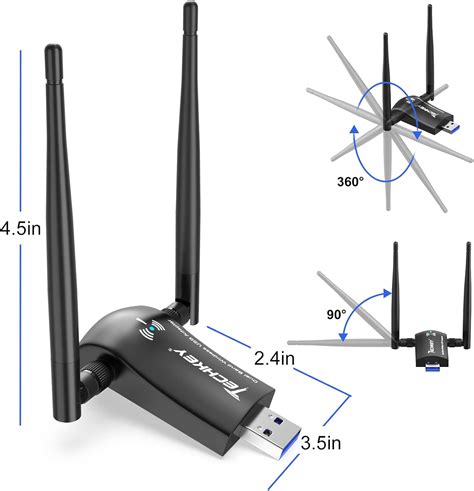 Adaptador inalámbrico USB WiFi para PC Techkey 1200Mbps doble banda 2