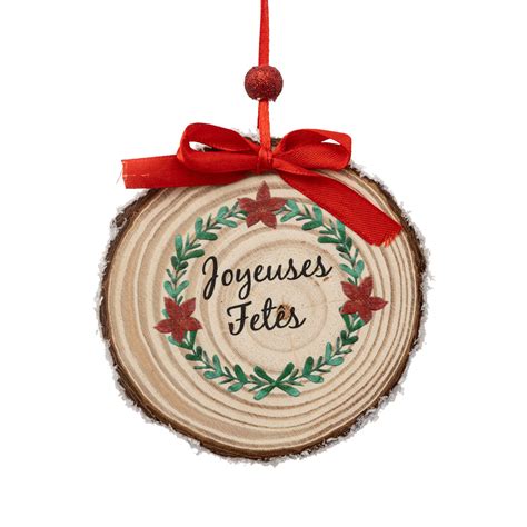 Suspension En Bois H Cm Joyeuses F Tes Rouge Boule Et D Co De