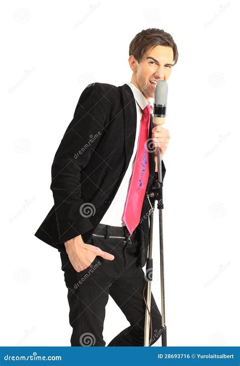 Man Singing Into A Microphone Royalty Free Stock Image - Image: 28693716