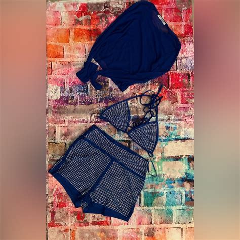 Banjul Blue Bikini With Textural Detailing Gem