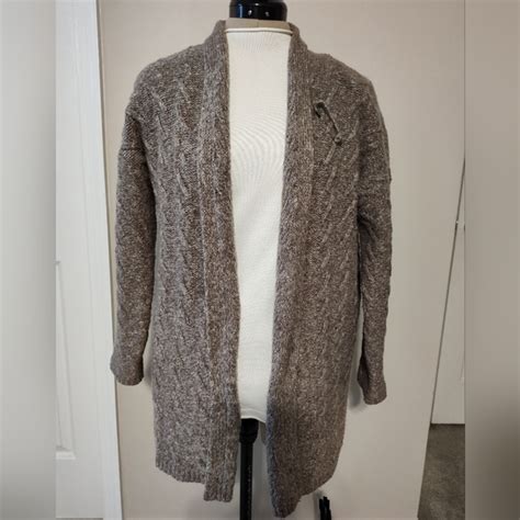 J Jill Sweaters Jjill Mocha Cable Knit Cardigan Sweater Xs Petite