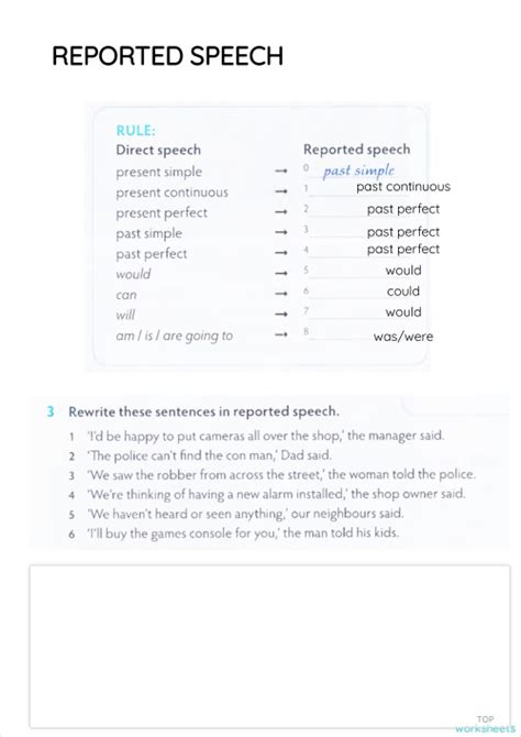 Reported Speech. Interactive worksheet | TopWorksheets