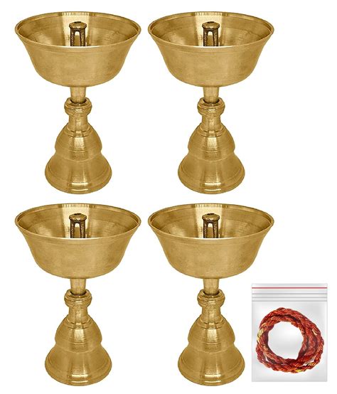 Buy Satvik 4 Pc Set Of Pure Brass Diya For Pooja Tibetan Buddhist Altar