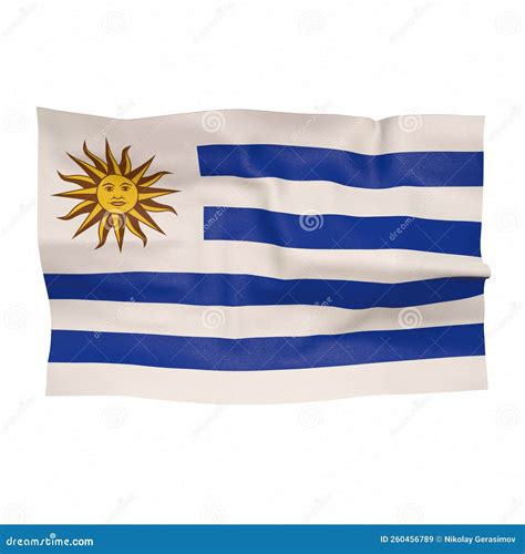 Bandera De Uruguay Sobre Fondo Blanco 3drendering Stock De Ilustración Ilustración De Textura