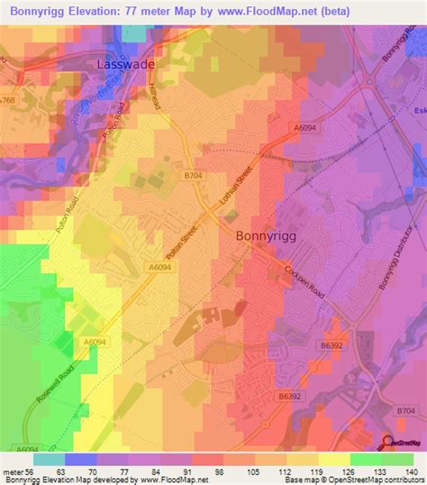 Elevation of Bonnyrigg,UK Elevation Map, Topography, Contour