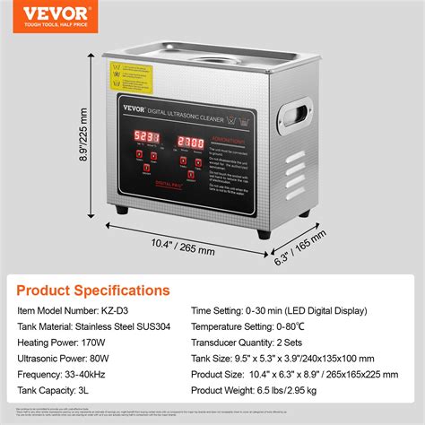 Vevor Ultrasonic Cleaner With Digital Timer And Heater Professional Ultra Sonic Jewelry Cleaner