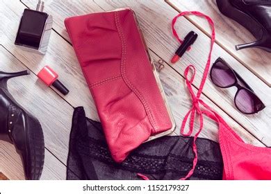 Set Beach Clothes Pink Bikini Stock Photo Shutterstock