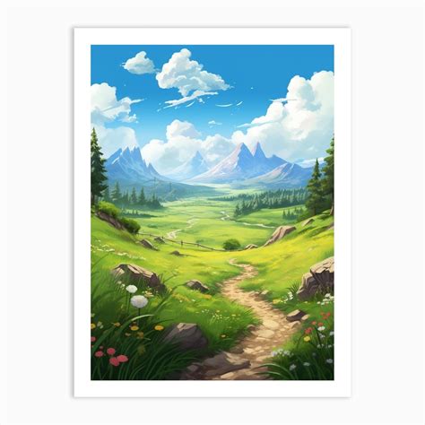 Grassland Cartoon 3 Art Print by PixelPerfect - Fy