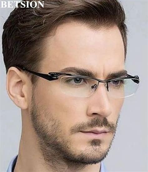 Luxury Pure Titanium Black Reading Glasses Half Rimless