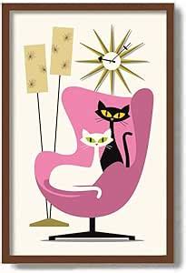 Amazon Atomic Cat Art Print Mid Century Modern Wall Art Cat