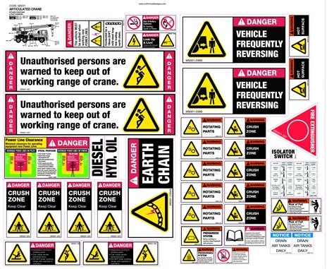 Machinery Sticker Sets Articulated Crane | Machinery Signs