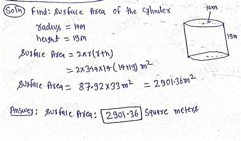 Solved: What is the surface area of this cylinder? Use π approx 3.14 ...