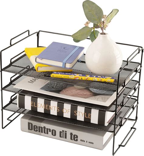 Tier Stackable Letter Tray Office Desk Paper Organizer File Trays