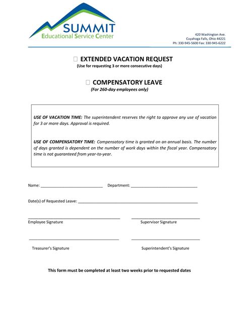 Free Printable Vacation Request Form Templates [pdf Word Excel]