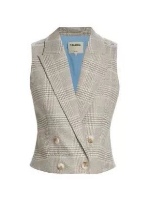 L Agence Fable Plaid Double Breasted Vest