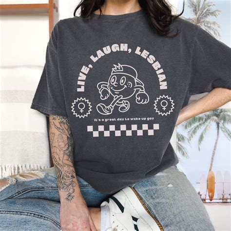LIVE LAUGH LESBIAN Shirt Lesbian Pride Tshirt Dyke Shirt A Etsy
