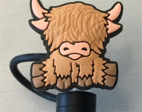 Highland Cow Straw Topper Cattle Ranch Fits Stanley Etsy