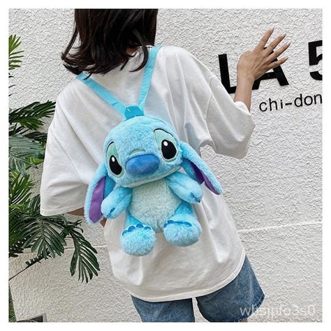 YQ5 Genuine Disney Stitch Plush Backpack Cute Anime Figure Stuffed Doll