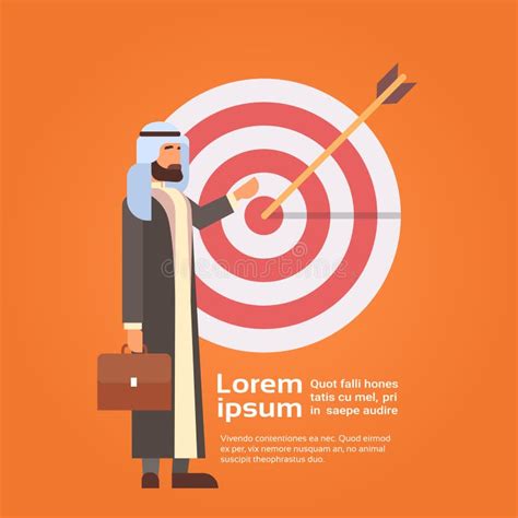 Arab Business Man Arrow Hit Target Successful Goal Stock Vector Illustration Of Cartoon Islam