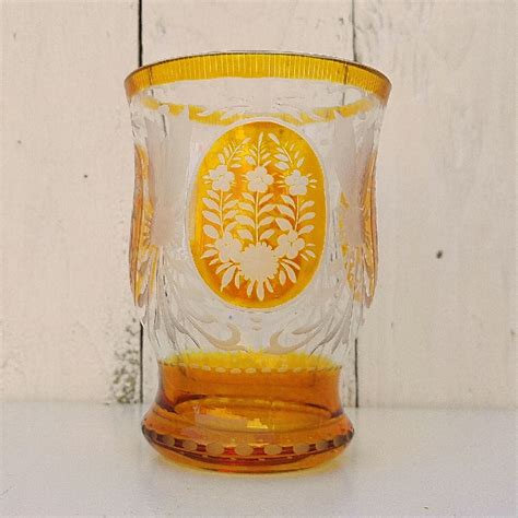 Verre En Cristal De Boh Me Ambre Vintage Acolytes Antique