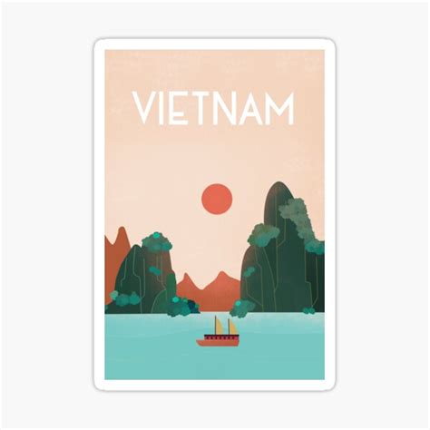 Vietnam Travel Poster Sticker For Sale By Caravanstudio Redbubble