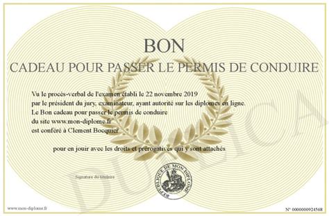 Bon Cadeau Pour Passer Le Permis De Conduire