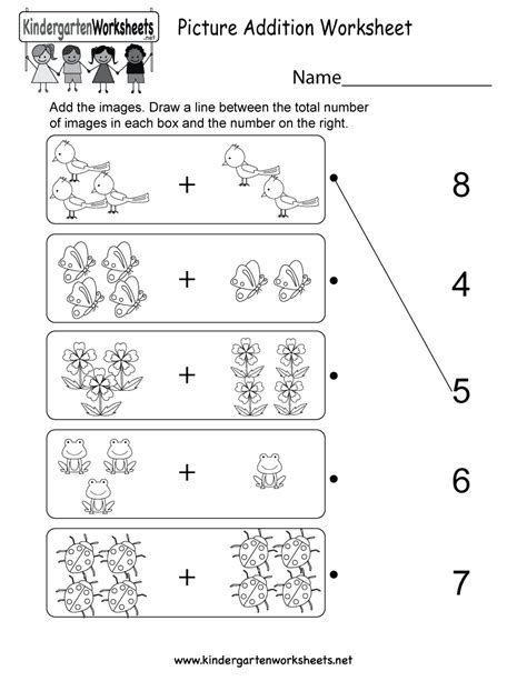 Addition Worksheets For Kindergarten Printable