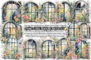 Spring Floral Windows Watercolor Bundle Graphic By PrintExpert