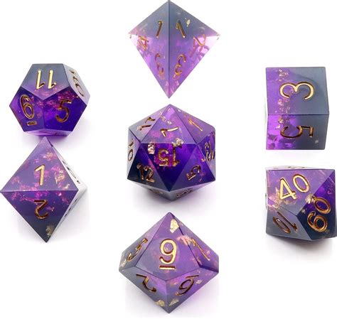 Amazon PJOY DND Sharp Edged Dice Set 7pcs Purple Black With Glod