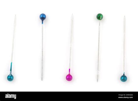 Color sewing push pins isolated on white background Stock Photo - Alamy 