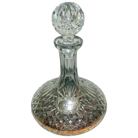 Vintage Irish Waterford Crystal Ships Decanter With Solid Silver Wine Label At 1stdibs Vintage