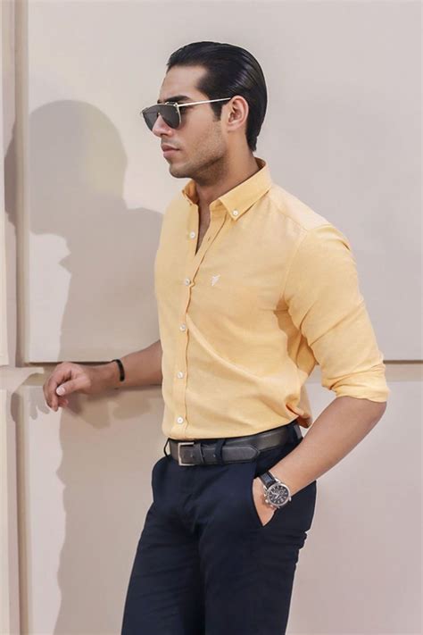 FITTED Yellow Oxford Shirt (Slim Fit) Yellow Men Shirts