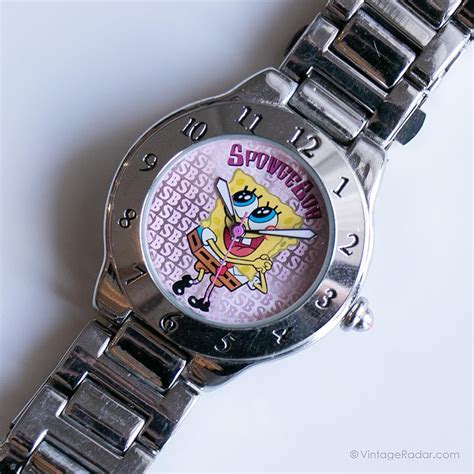 Vintage Spongebob Watch For Ladies 90s Stainless Steel Wristwatch Vintage Radar