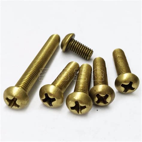 25pcs M6 Brass Screw Round Pan Head Copper Screw Cross Recessed Phillips Copper Bolt M6 8 10 12