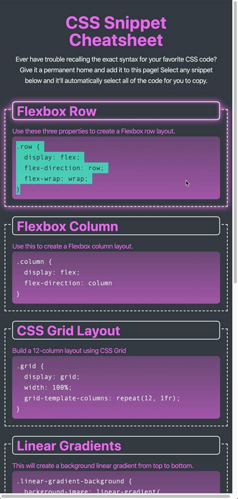 GitHub Nickarocho Css Snippet Cheatsheet Css Snippet Cheatsheet