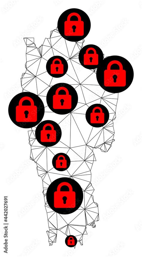 Polygonal Mesh Lockdown Map Of Mizoram State Abstract Mesh Lines And