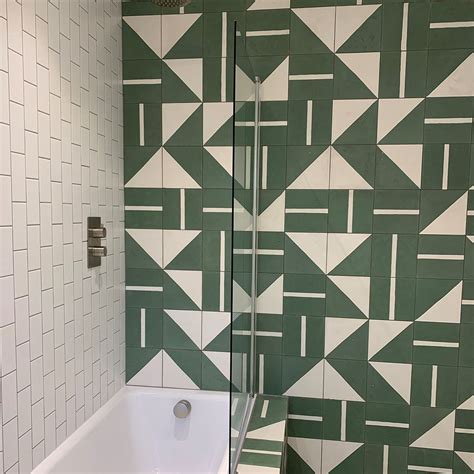 Green Geometry Encaustic Cement Tile Otto Tiles Design