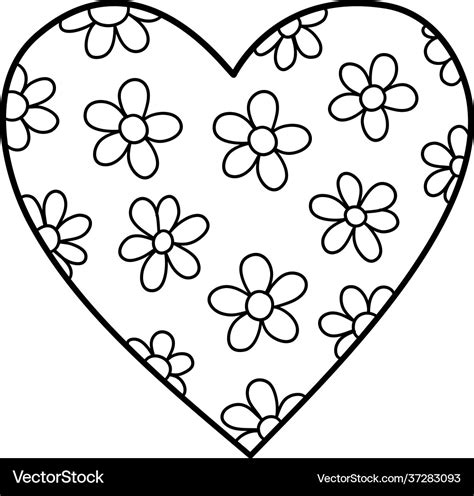 Heart flower pattern icon hand drawn and outline Vector Image