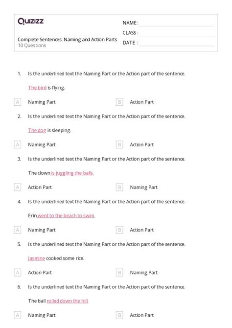 50 Complete Sentences Worksheets For 2nd Grade On Quizizz Free And Printable